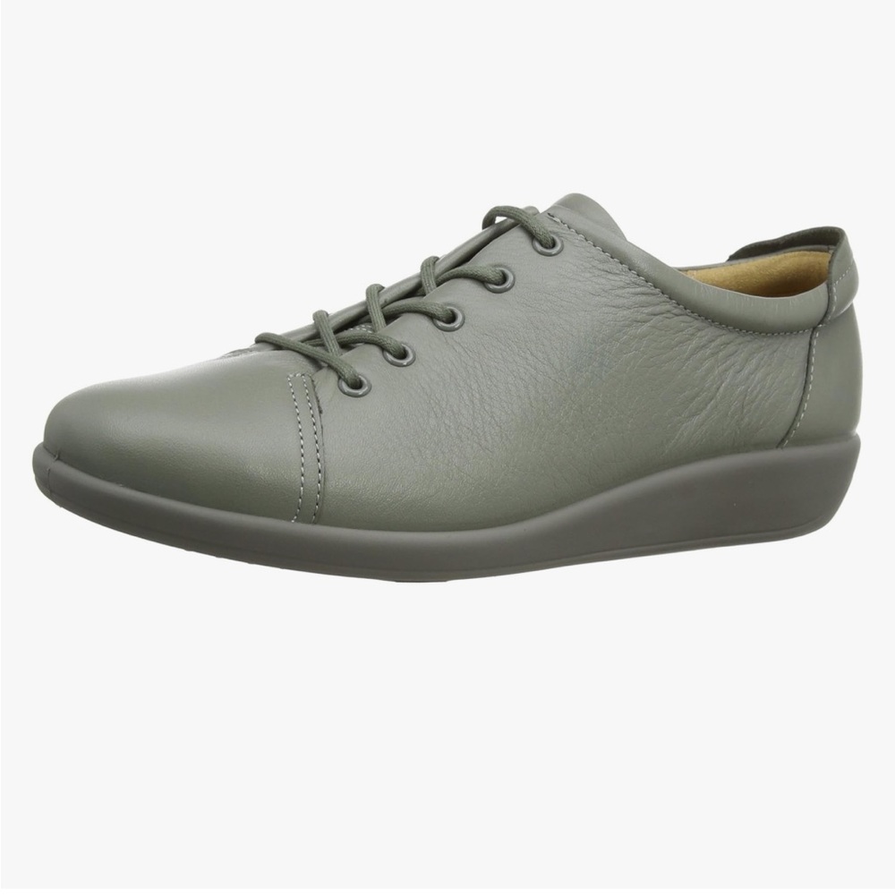 Hotter Dew Sage Green Gray Oxfords Lace Up Leather Cushioned Sneakers Shoes 8